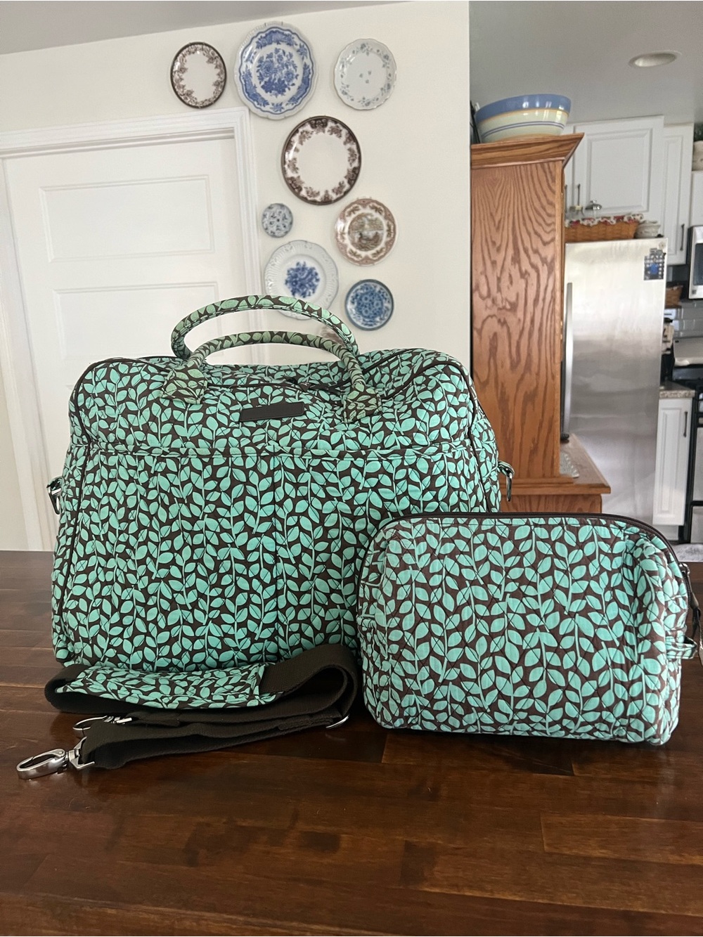 Vera Bradley Weekender & Large Pouch, Shower Vines Retired Pattern